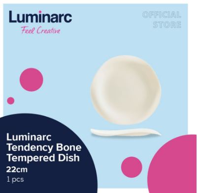 Piring Kaca Luminarc Tendency Bone Tempered Dish 22cm - 1pcs